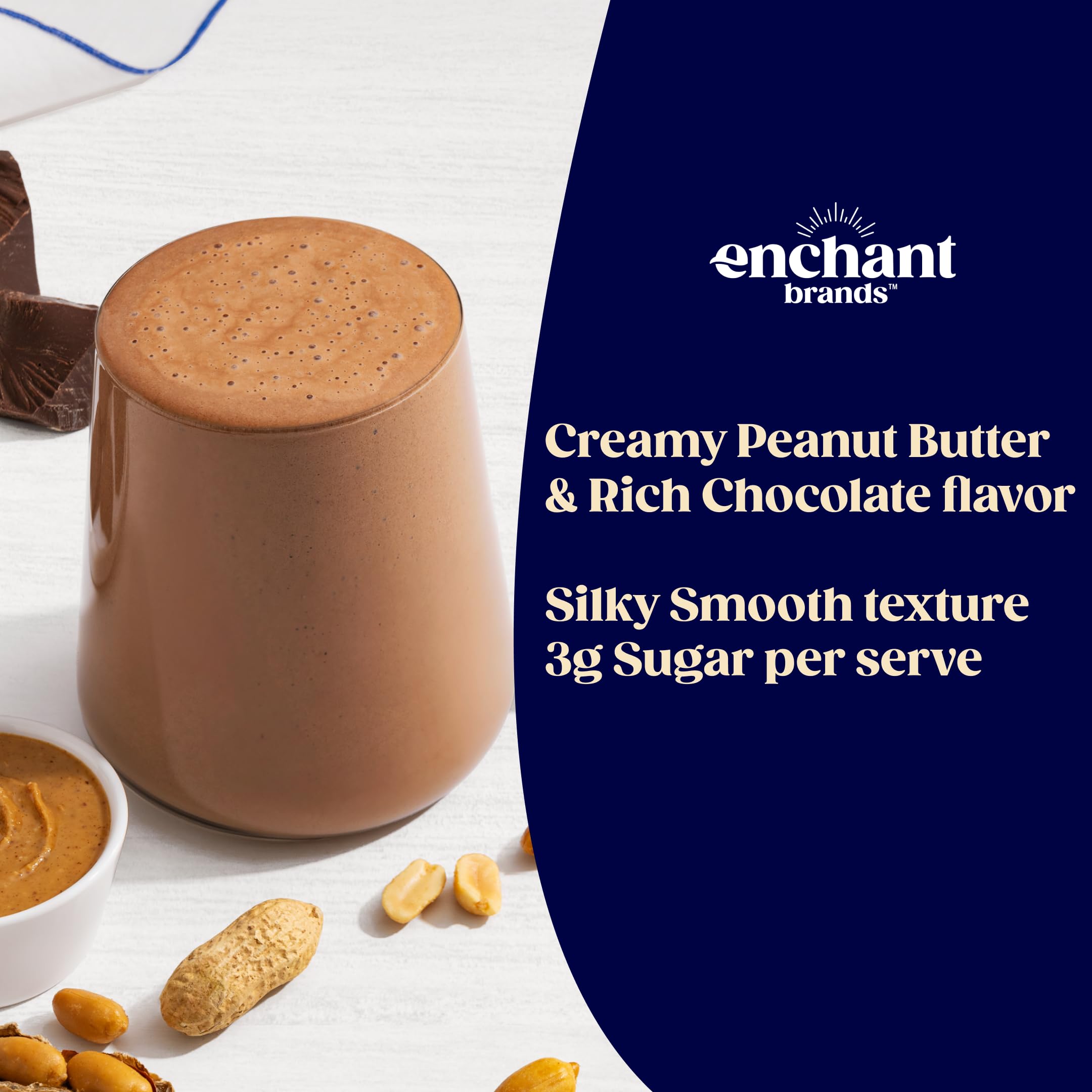 Enchant-Protéine : mélange prêt à boire dans un verre élégant.