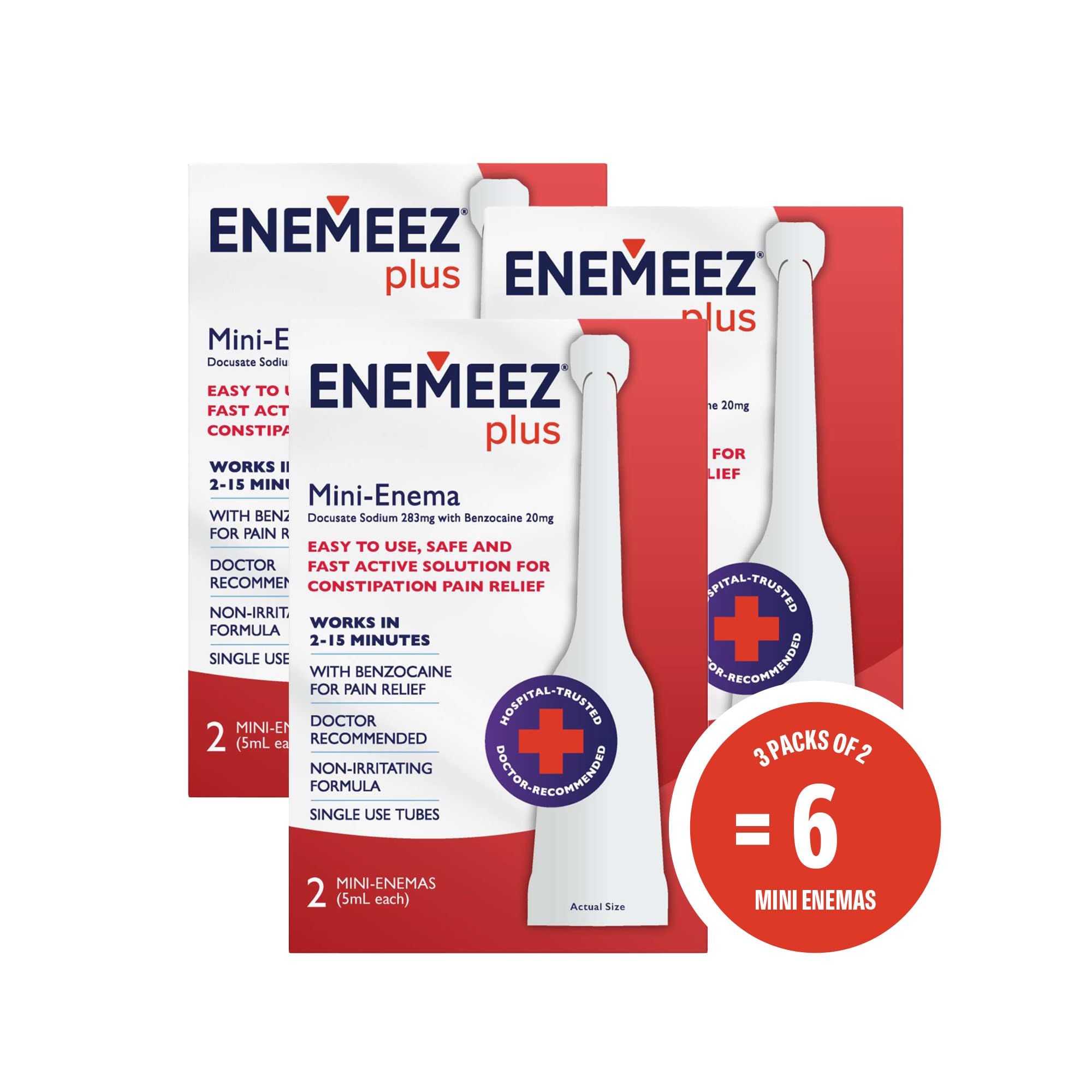 Enemeez Plus Mini-Enemas: formule à base de docusate de sodium et benzocaïne.