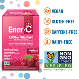 Ener-C arôme framboise, poudre vitamine, goût naturel et énergie légère.