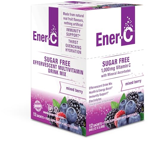 Ener-C bouteille et poudre prête pour boisson vitaminée après l'entraînement.