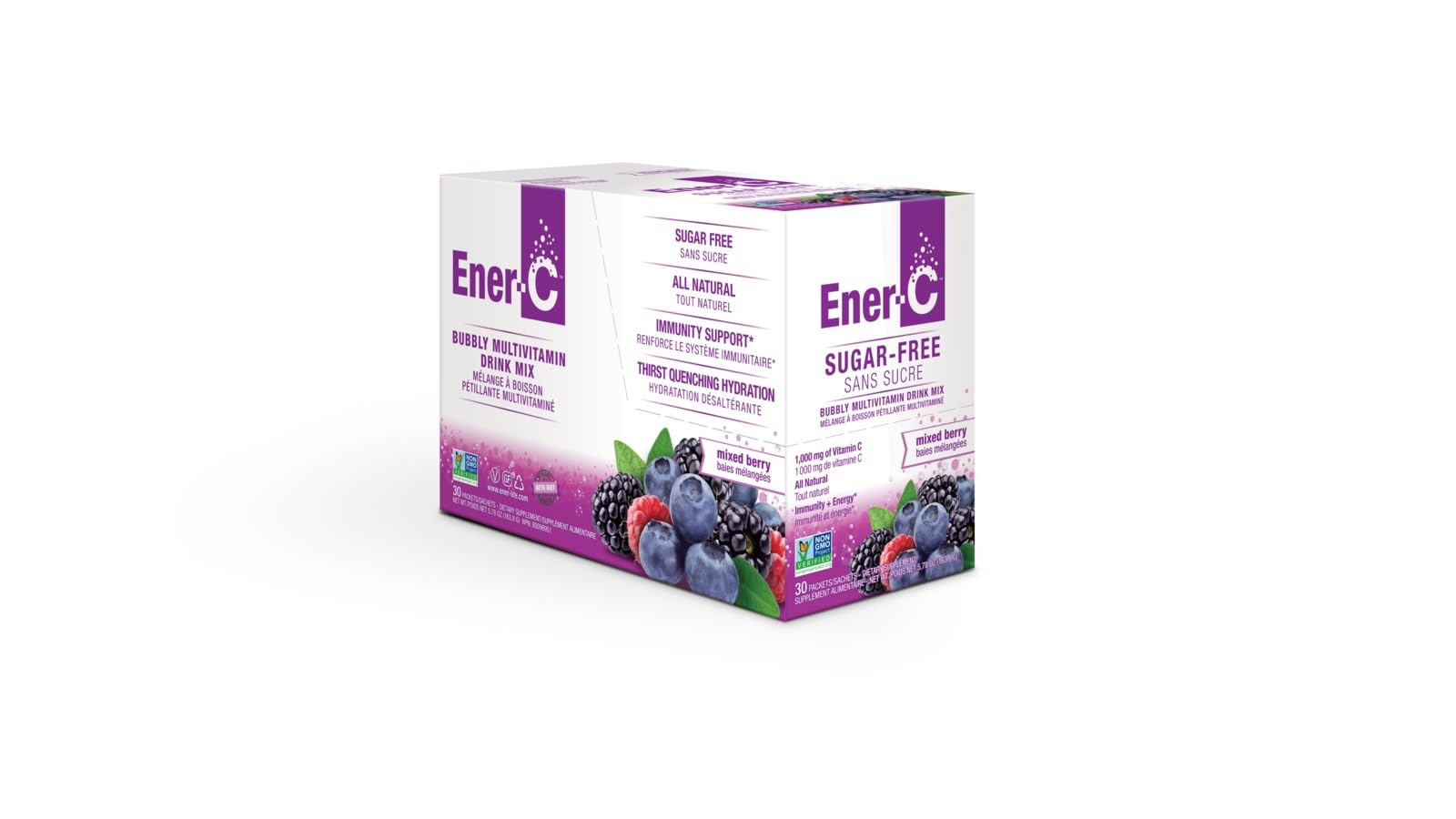 Ener-C emballage avec trente sachets sans sucre.