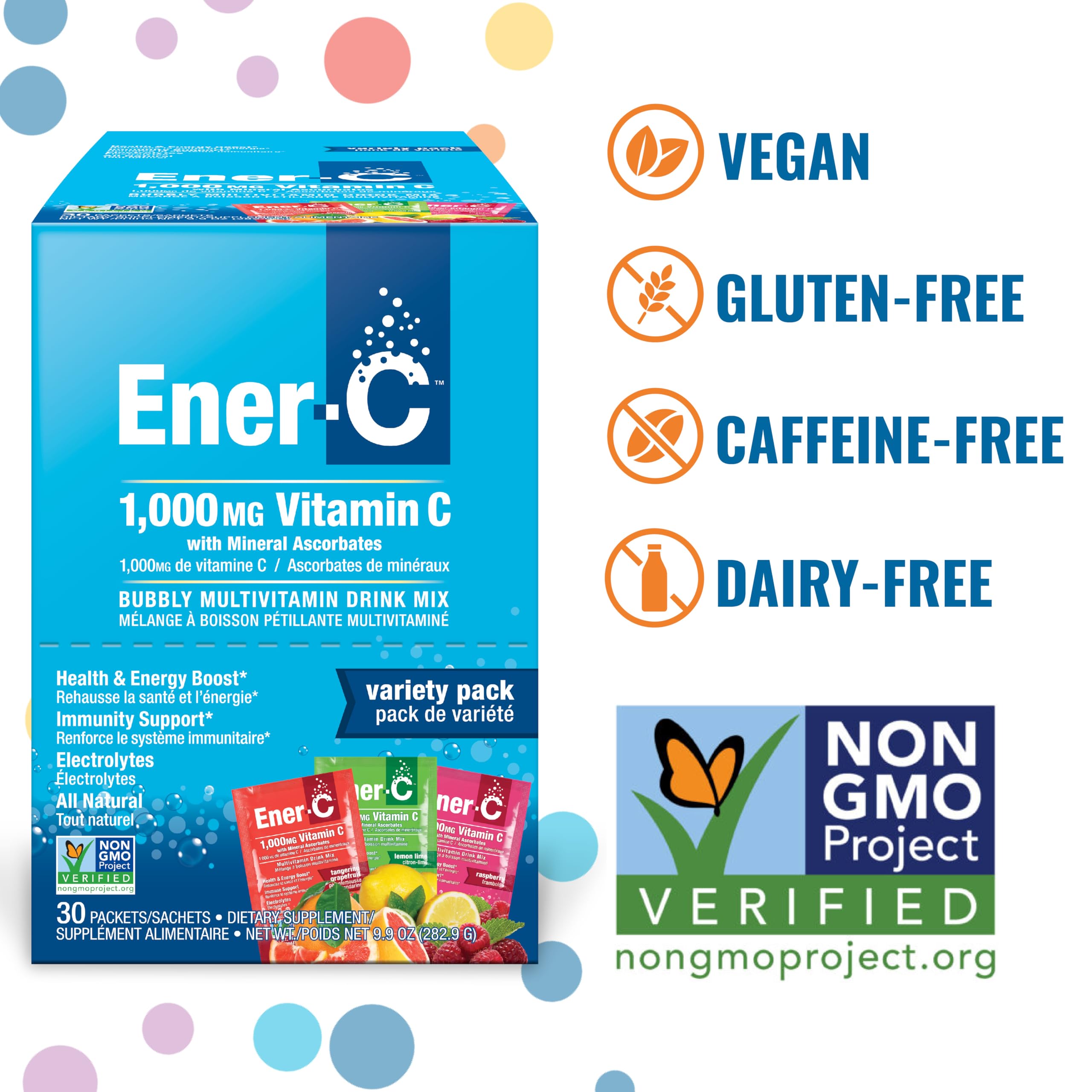 Pochettes Ener-C vitamins dans eau, preparation facile