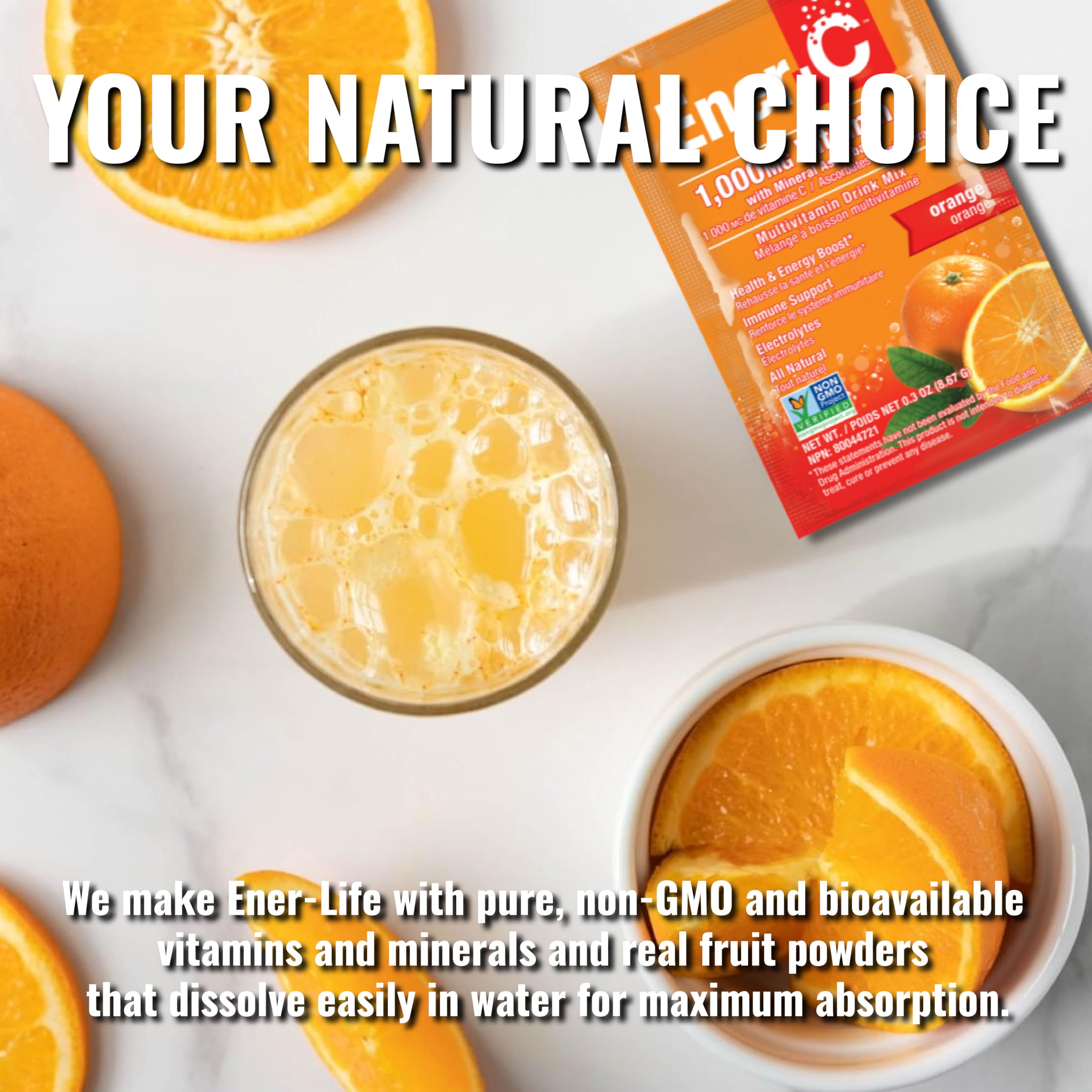 Ener-C Orange, sans caféine, option saine pour énergie quotidienne.