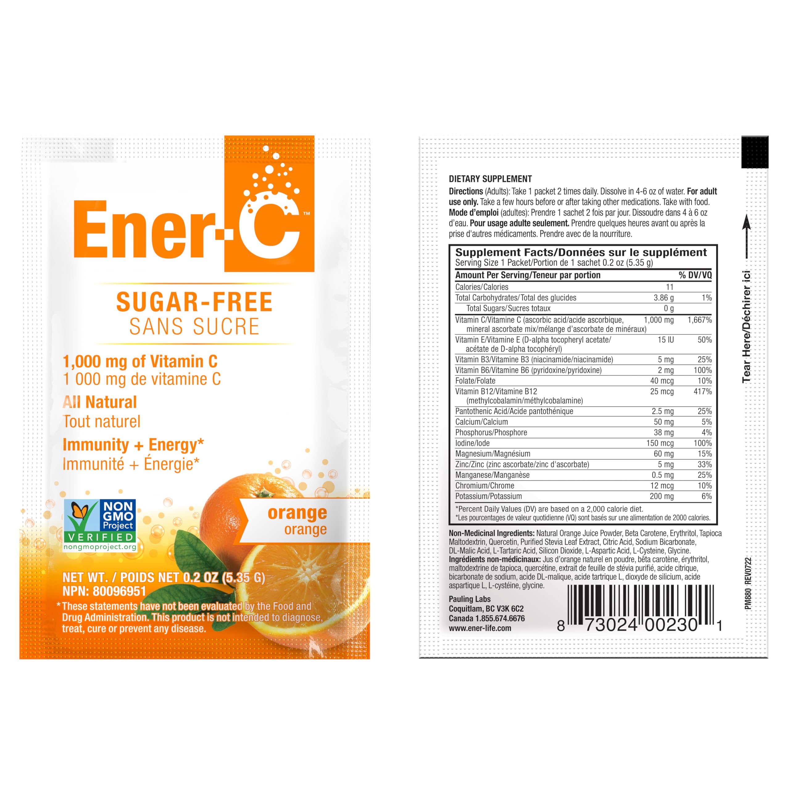 Ener-C emballage orange, format pour 30 portions d hydratation