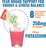 Ener-B+ verre montrant une boisson rafraîchissante et colorée.