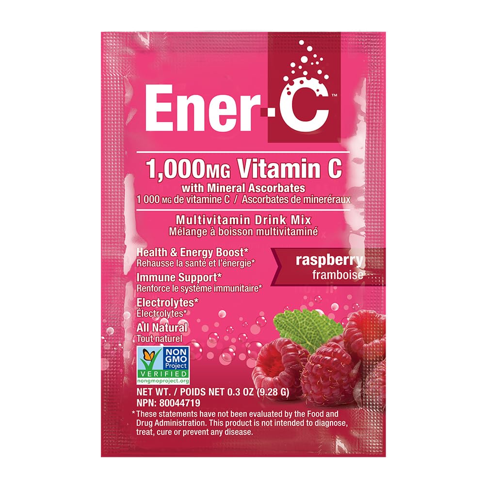 Ener-Life ingrédients naturels fruits, saveur framboise authentique.
