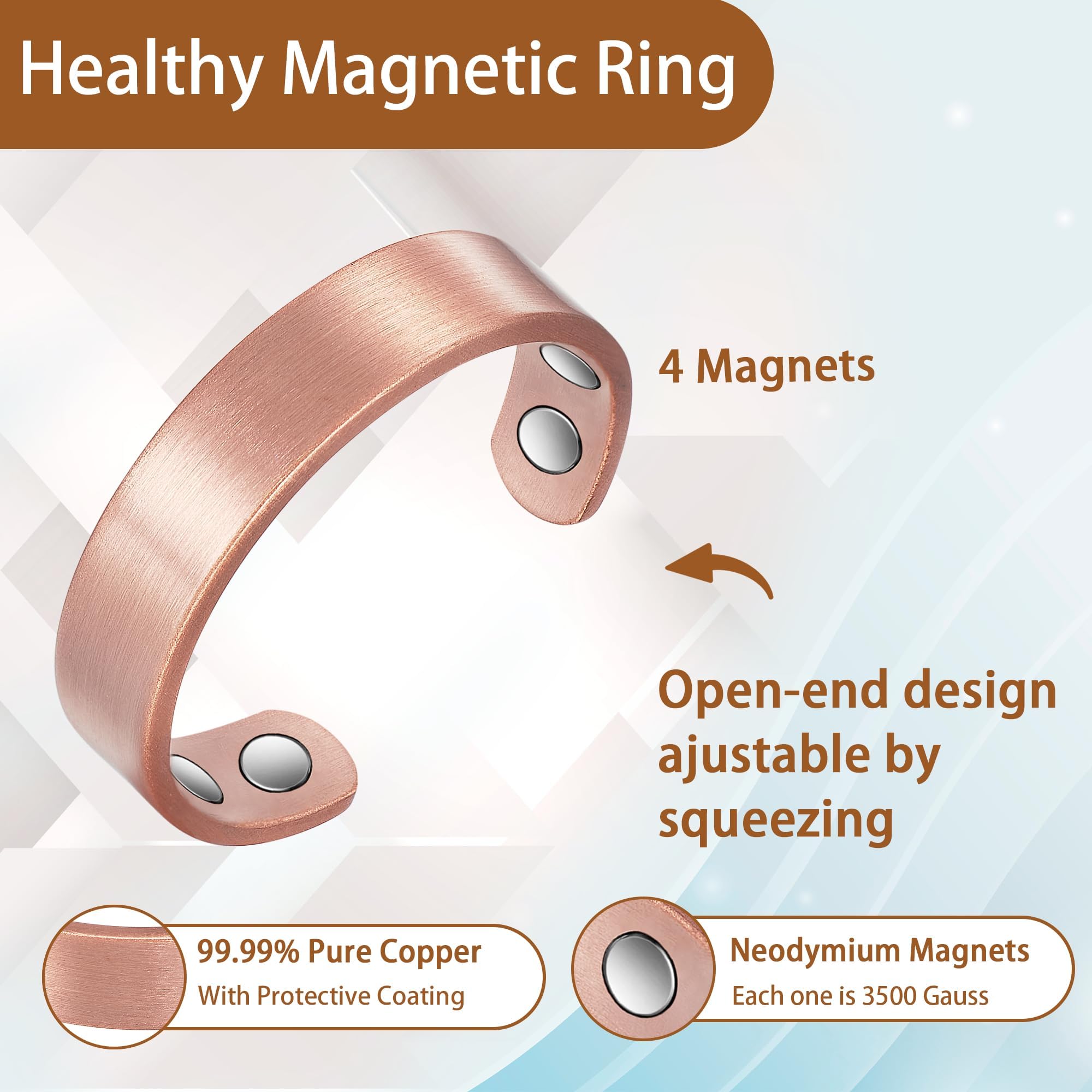 Bague EnerCoppeX ajustable, ajustement facile et confort personnalisé.