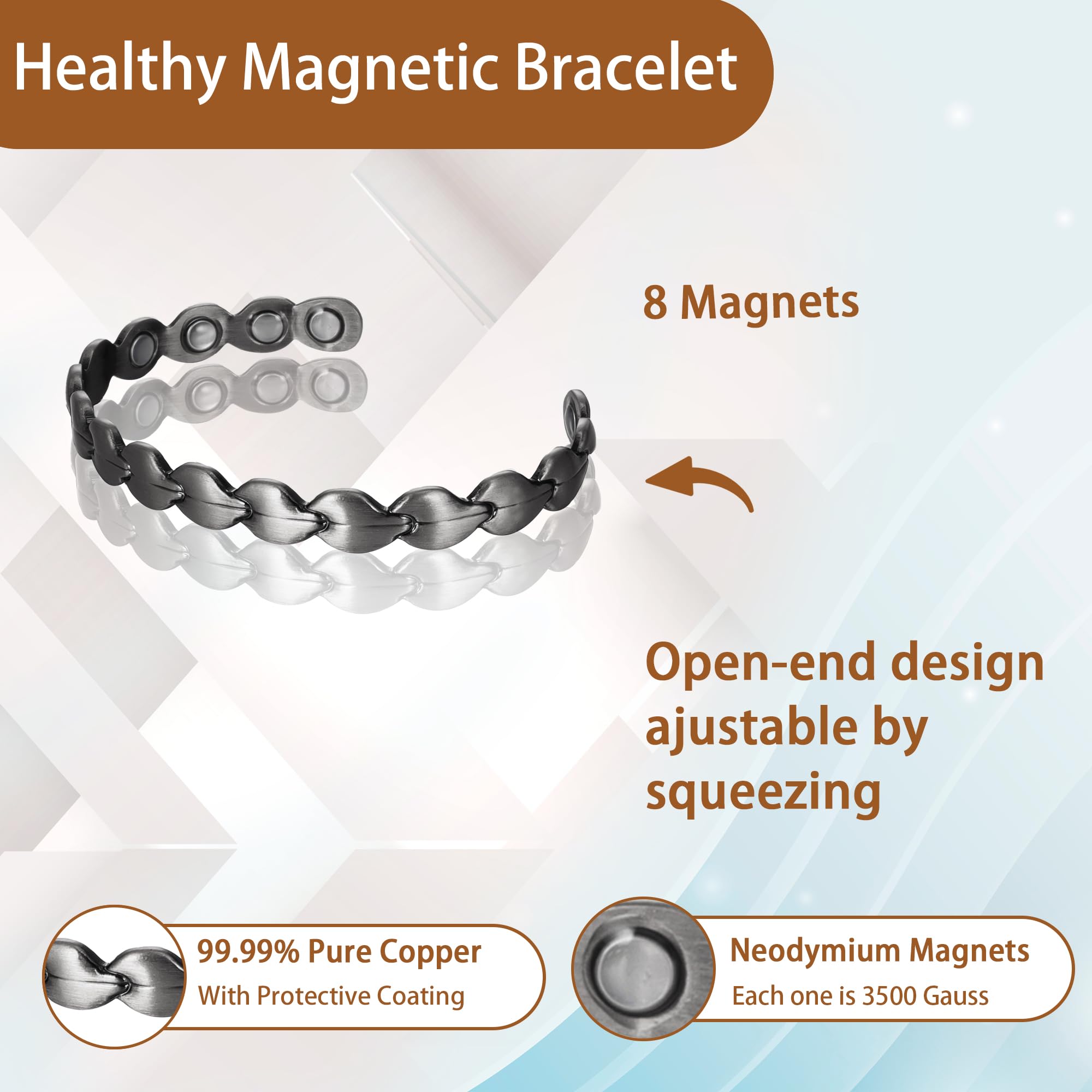 EnerCoppeX bracelet ajustable poignet: taille flexible assurant un ajustement sûr et confortable.