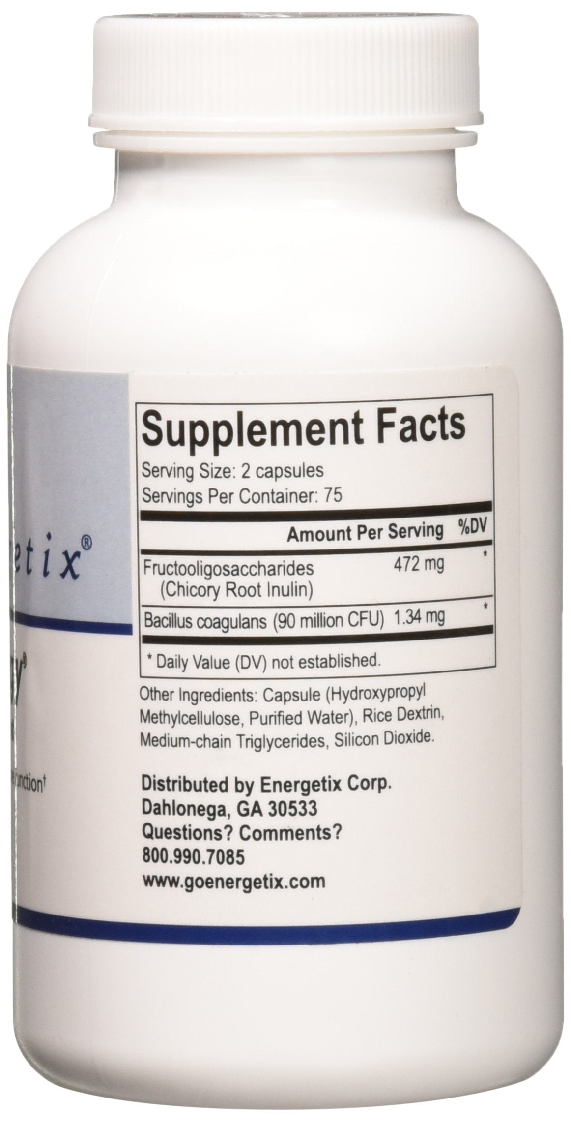 Étiquette Flora Synergy Energetix sur un emballage clair.