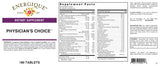 Energique Physician's Choice, étiquette du flacon avec ingrédients et conseils d'utilisation