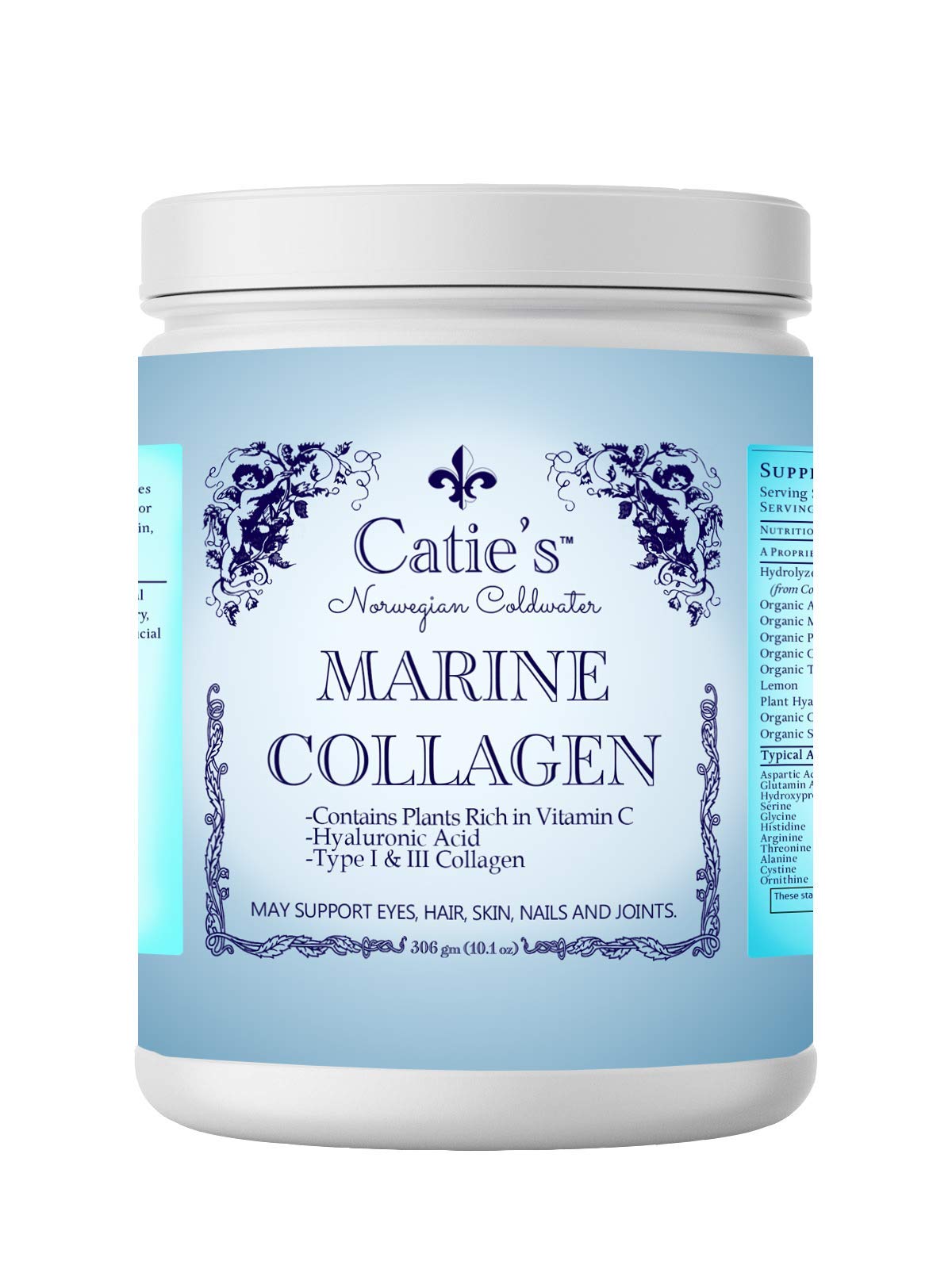 Energy Essentials Catie's Marine Collagen: capsules élégantes, emballage pour routine quotidienne.