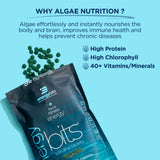 Tablette ENERGYBITS spiruline vue en détail avec sa forme compacte.