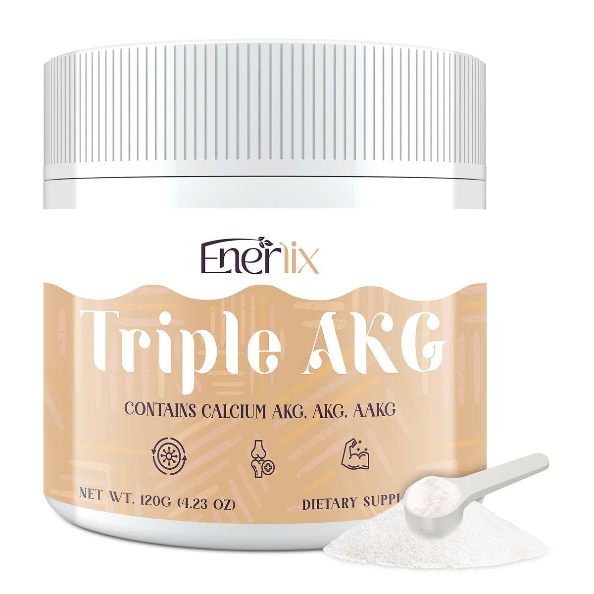 Enerlix 11-en-1 AKG, bouteille élégante, soutient énergie et vitalité au quotidien.