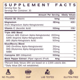 Tablettes Enerlix 11-en-1 AKG, dosage pratique pour soutenir endurance et métabolisme.