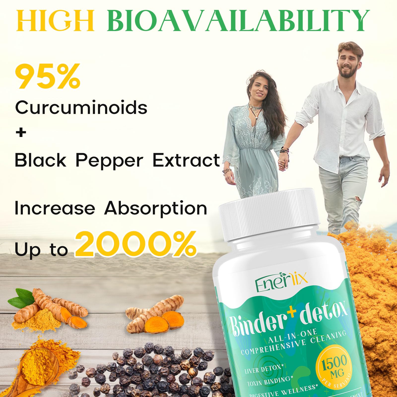 Enerlix curcuminoïdes et poivre noir – biodisponibilité améliorée des ingrédients.