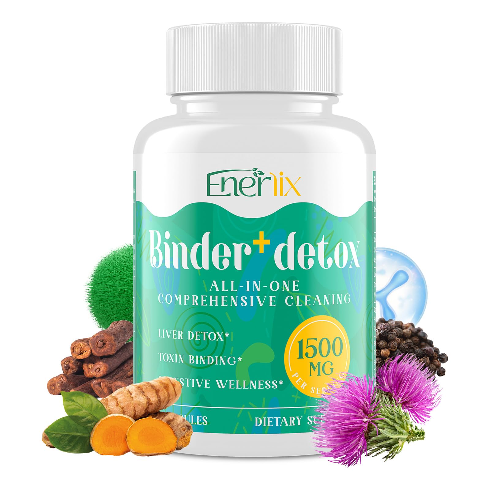 Enerlix Detox bouteille recto-verso, idéal pour démarrer votre routine detox.