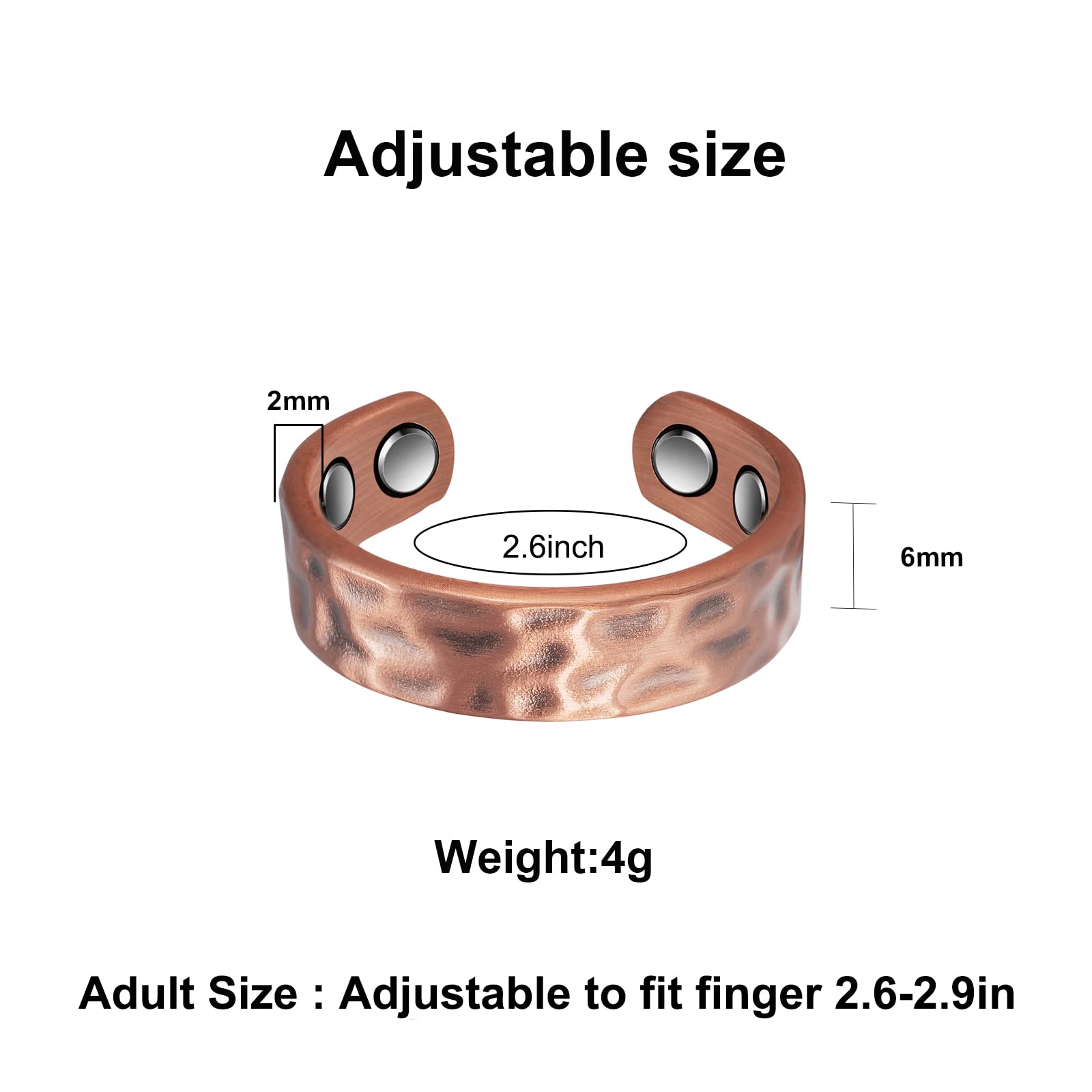 EnerMagiX bague cuivre ajustable, ouverture visible et confort.