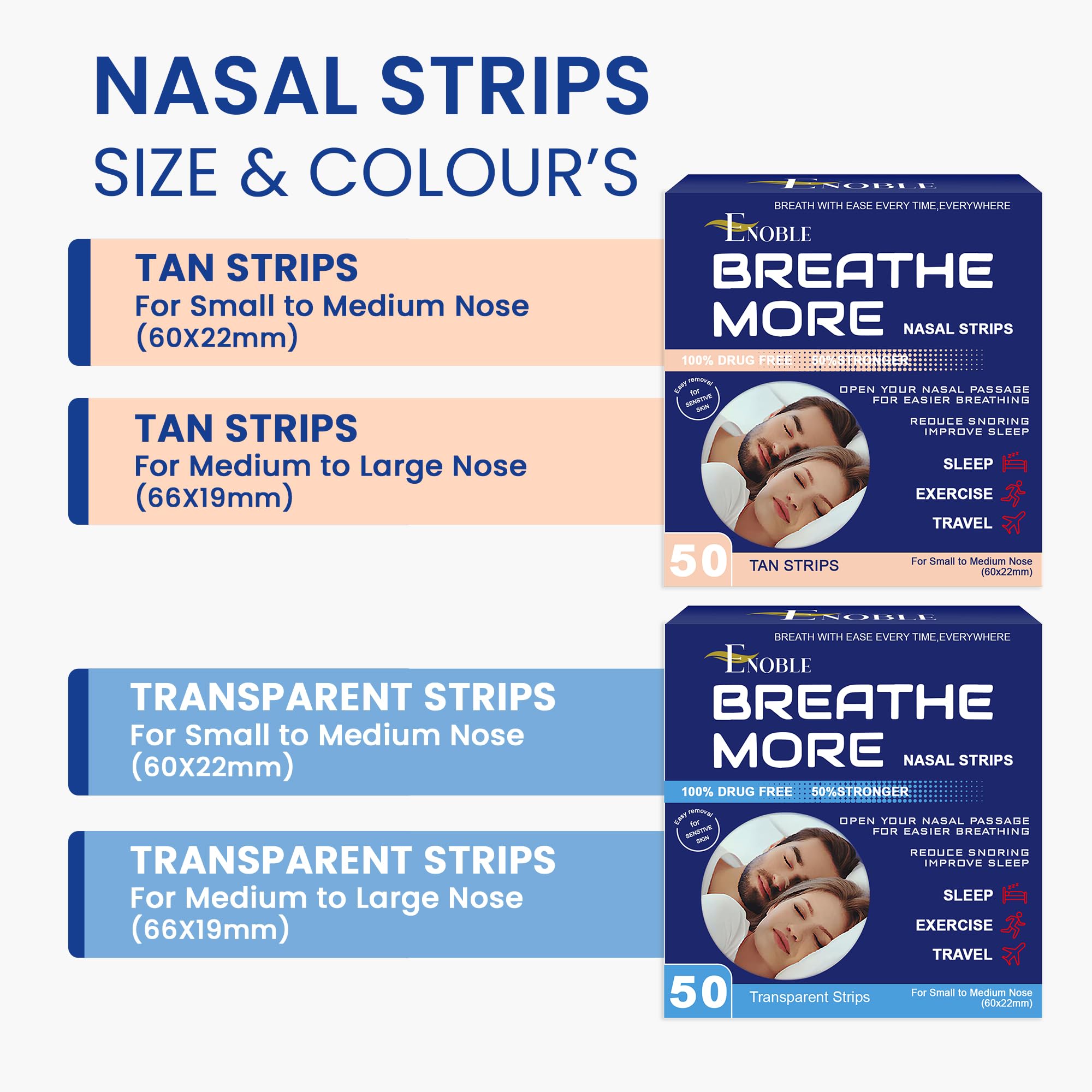 Enoble bandes nasales sport activité aide respiration pendant l'effort.