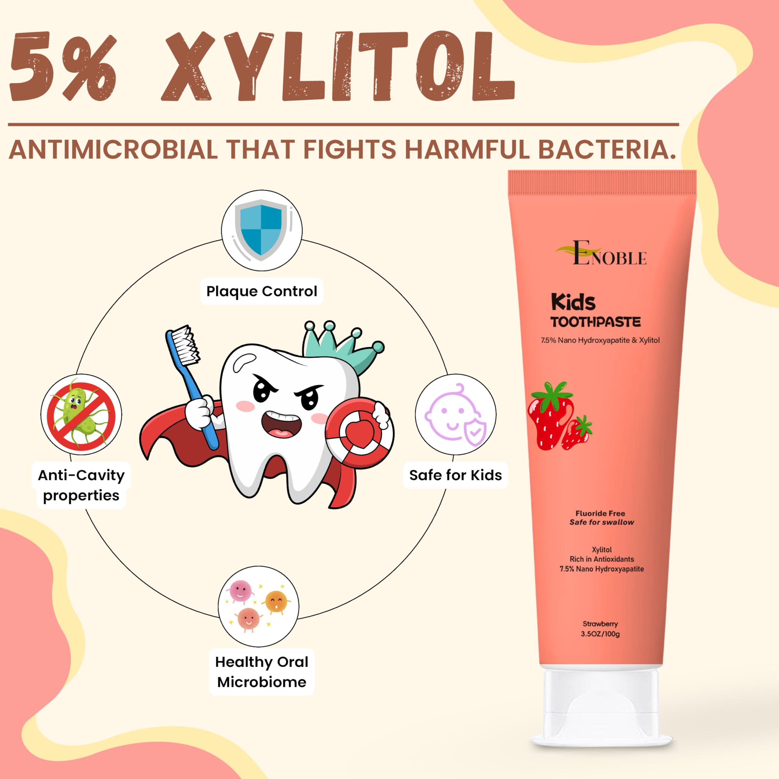 Dentifrice Enoble Enfants – prise en main facile, design pensé pour les familles