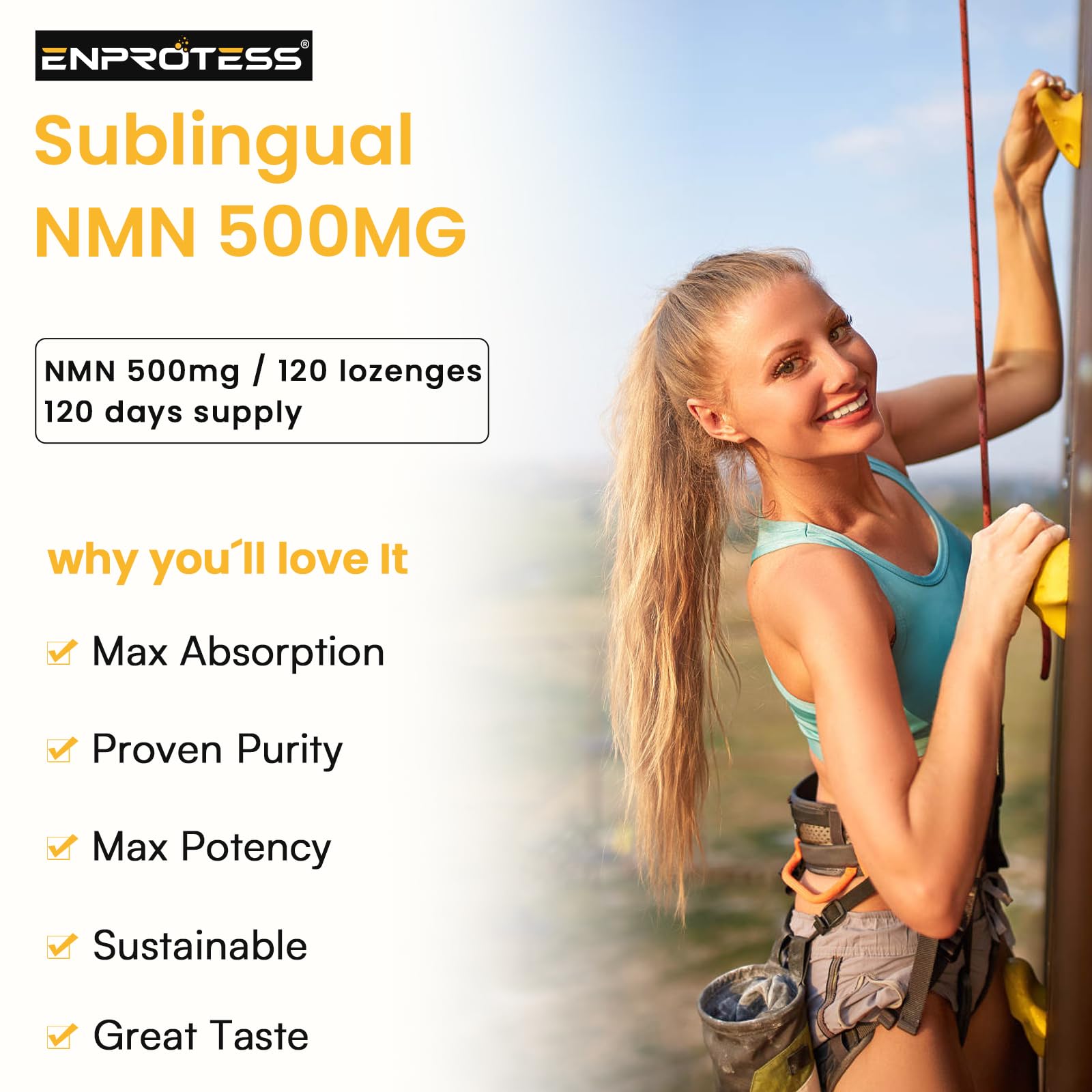 Enprotess pastilles sublinguales NMN 500mg - énergie et vitalité soutenues au quotidien