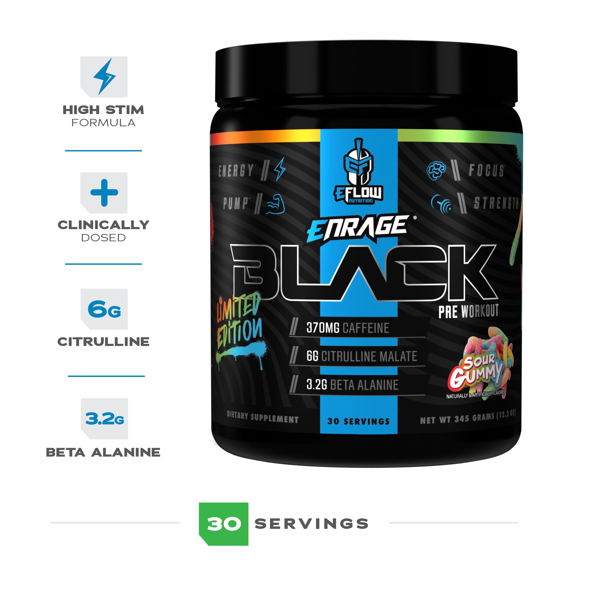 focus et énergie accrus grâce à Enrage Black de eFlow Nutrition