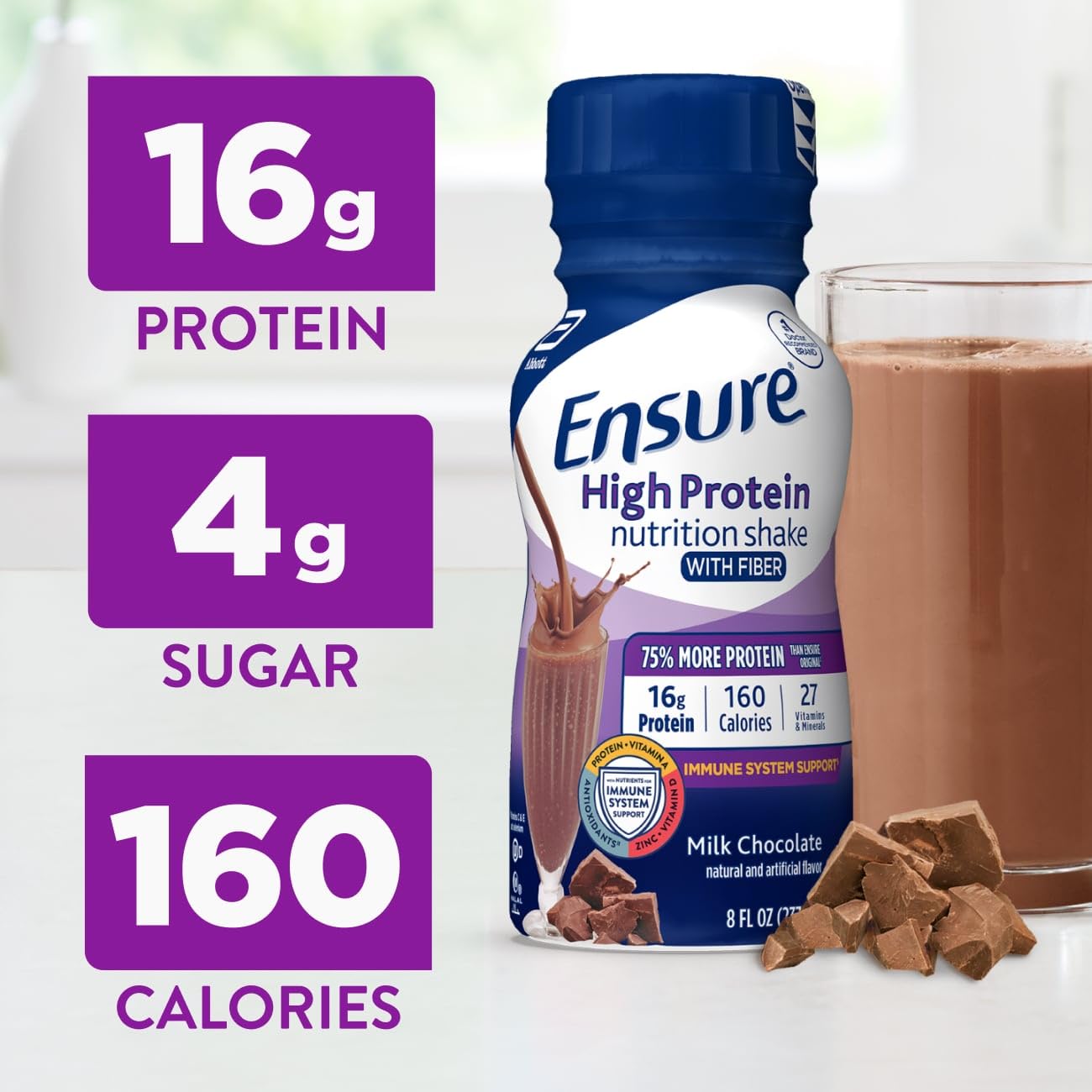 Shake Ensure protéiné vanille en bouteille, option pratique à emporter.