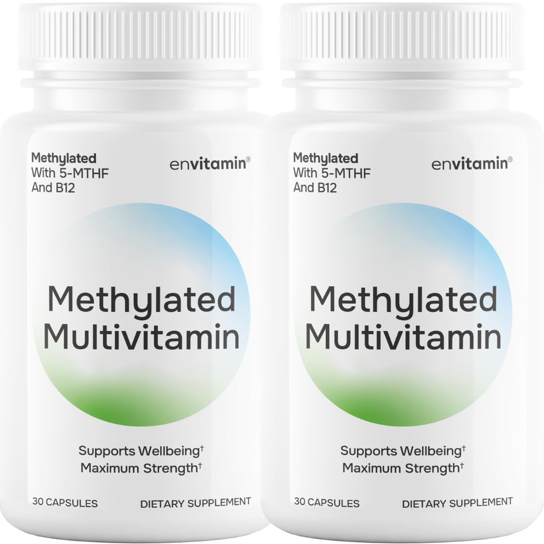 Bouteille envitamin montrant le complexe méthylé pour la routine quotidienne.