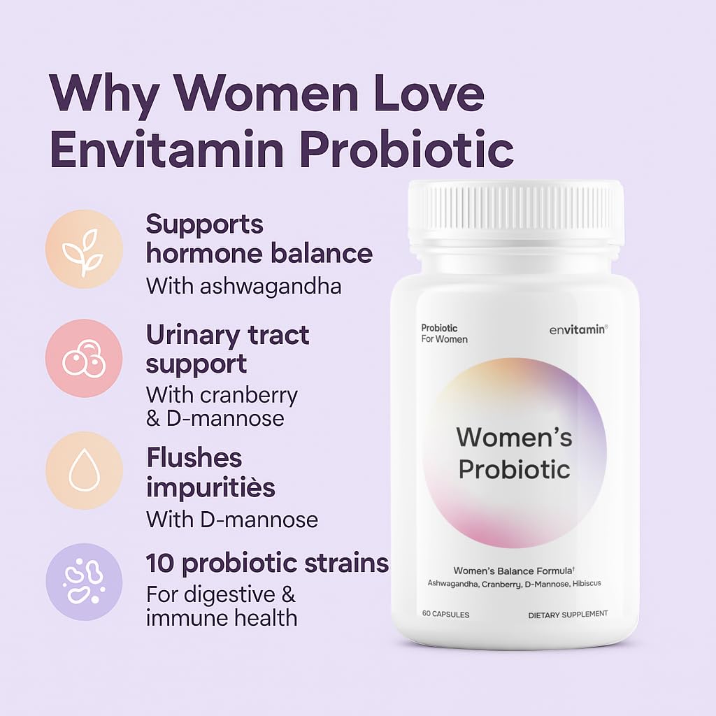 Envitamin Probiotic Femmes Cranberry – ingredients visibles et bénéfices potentiels.