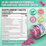Étiquette EnvyCure Cortisol Gummies en gros plan, vegan et sans additifs.