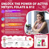 EnvyCure – étiquette affichant folate actif et B12 pour le métabolisme.
