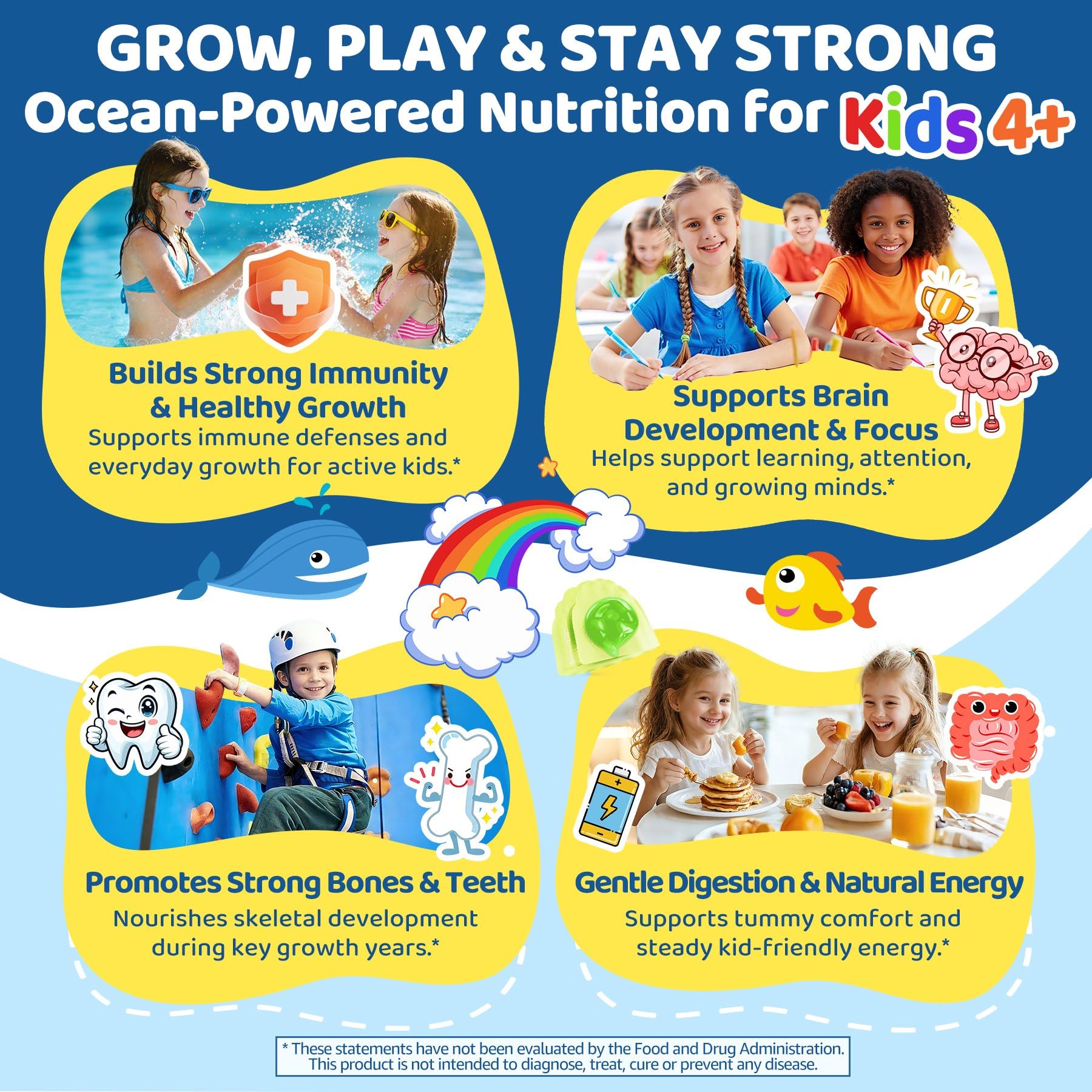 Enfants utilisant les gommes EnvyCure, routine quotidienne adaptée à 4 ans et plus.