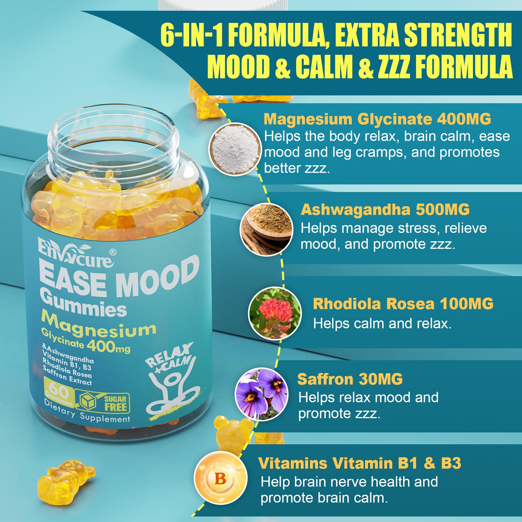 Gommes EnvyCure magnésium glycinate confort quotidien et énergie légère
