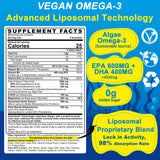 EnvyCure Oméga-3 gummies, ingrédients visibles, source végétale durable.