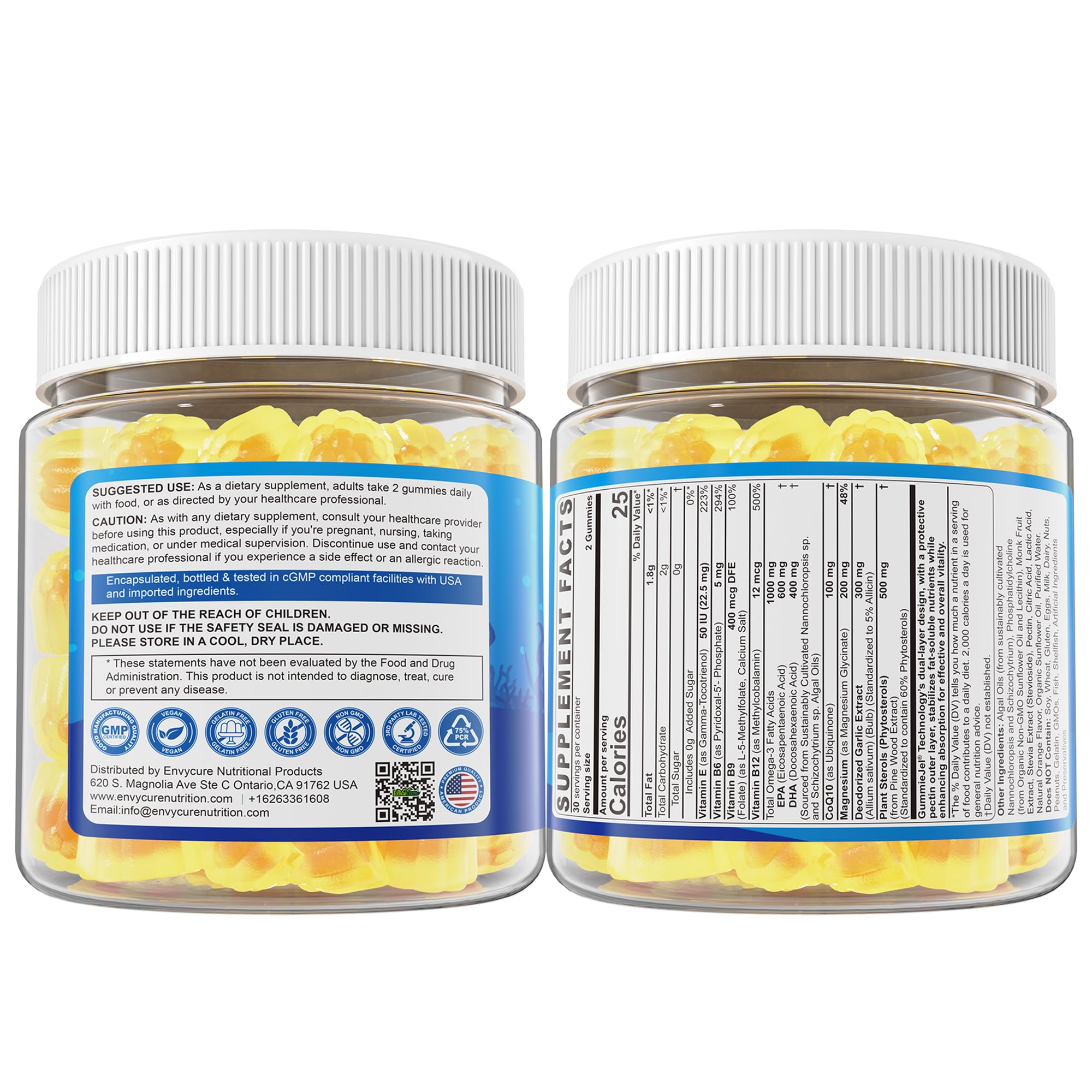 Technologie Liposome EnvyCure, gummies protégeant les nutriments pour une stabilité améliorée.
