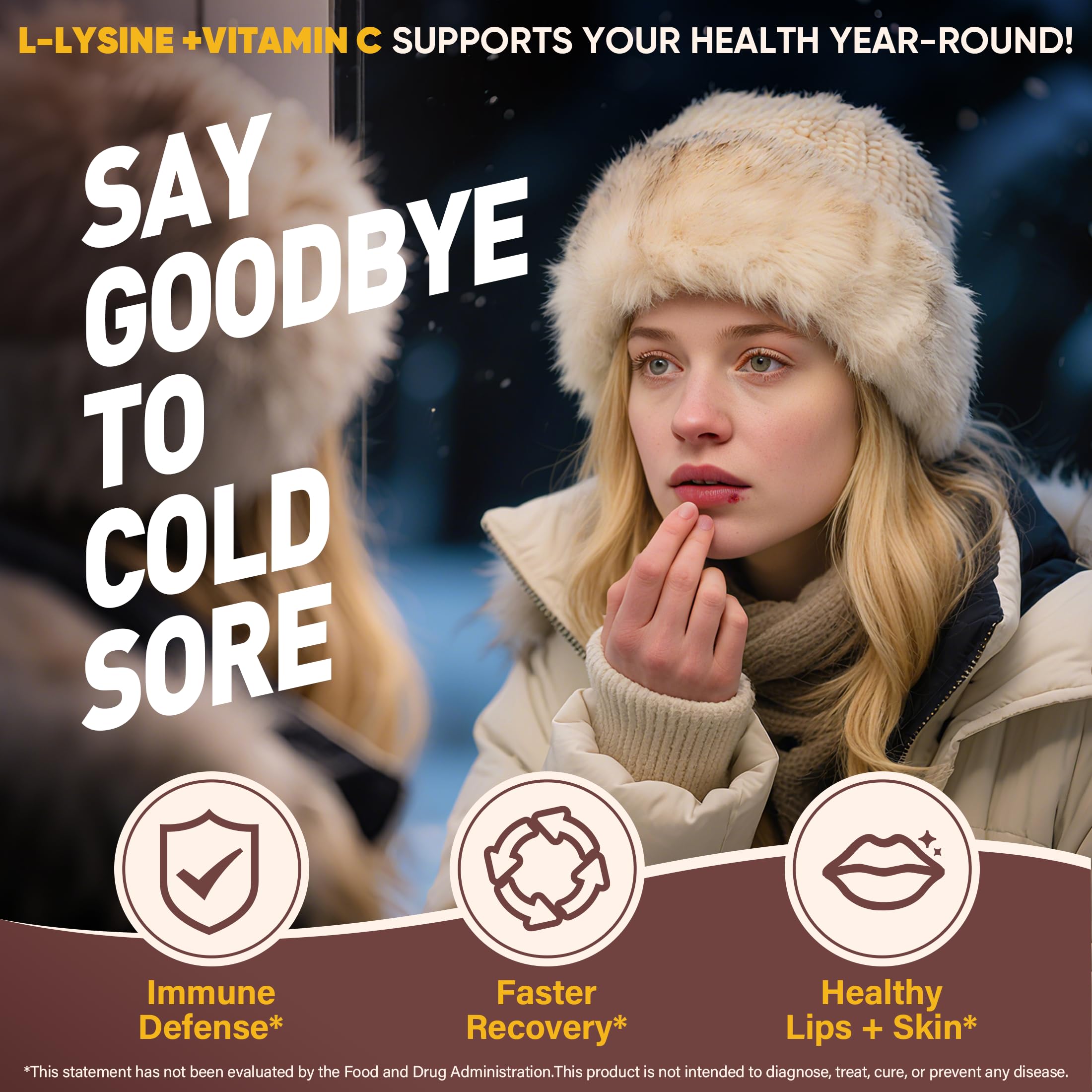 EnvCure L-Lysine Gummies avec vitamine C et D3, soutien peau et dents.
