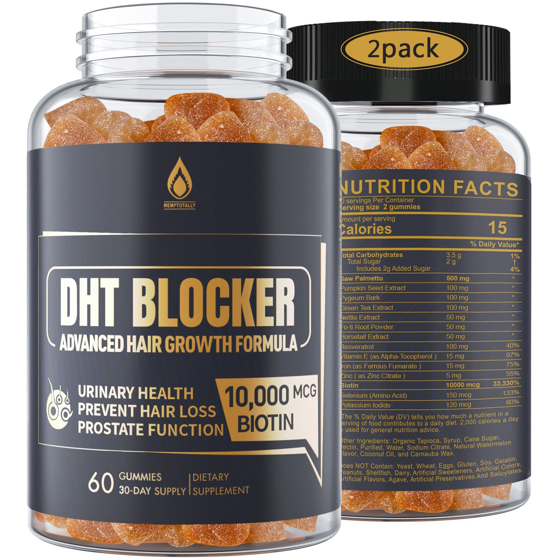 EnvyDeal DHT Blocker Gomme dans la bouteille, soutien potentiel à la croissance capillaire.