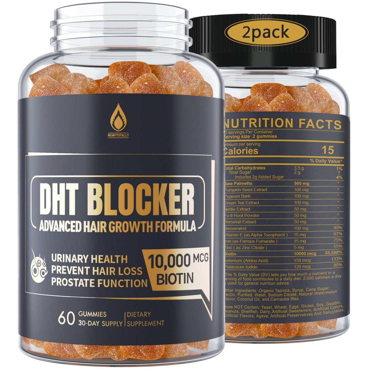 EnvyDeal DHT Blocker Gomme dans la bouteille, soutien potentiel à la croissance capillaire.