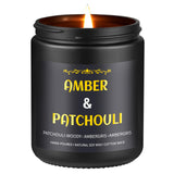 Enwhisco Amber Patchouli bougie noire doree pour une ambiance masculine raffinée.