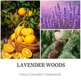 Bougie Enwhisco Lavande Bois – senteurs citrus, lavande et cèdre pour la détente.