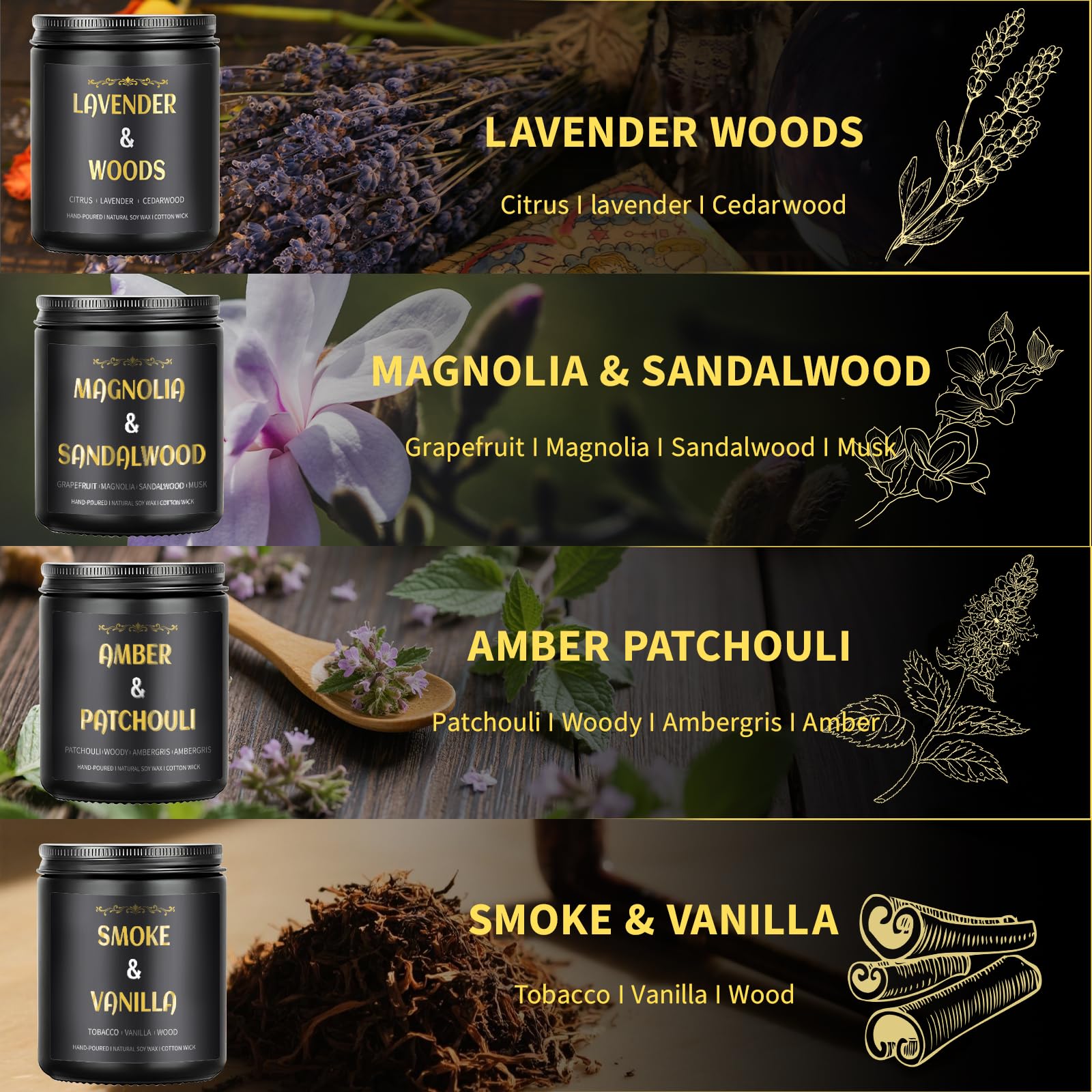 Bougie Enwhisco Fumé Vanille, chaleur cosy pour soirée.
