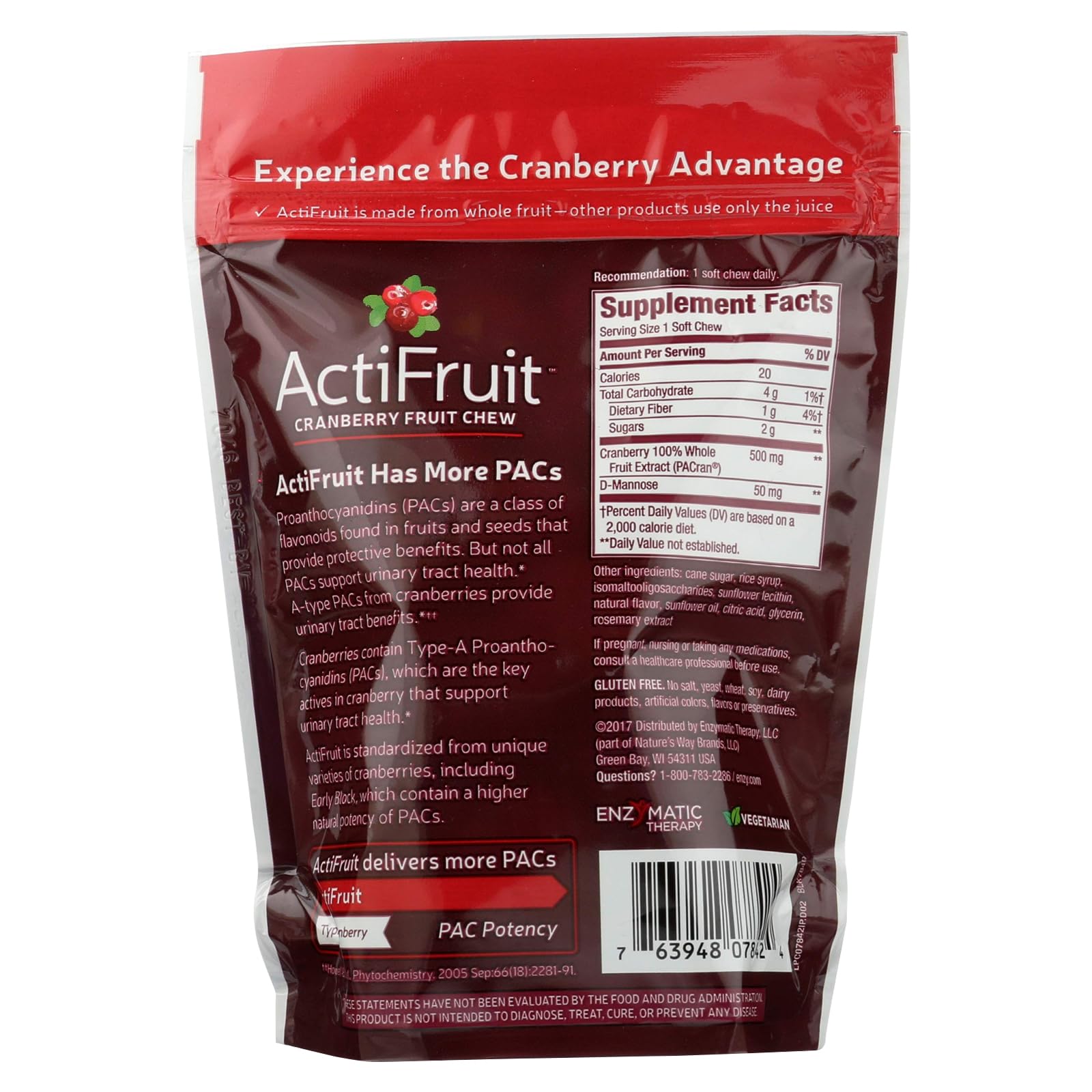 ActiFruit d’Enzymatic Therapy, emballage soigné et prêt à l’emploi.