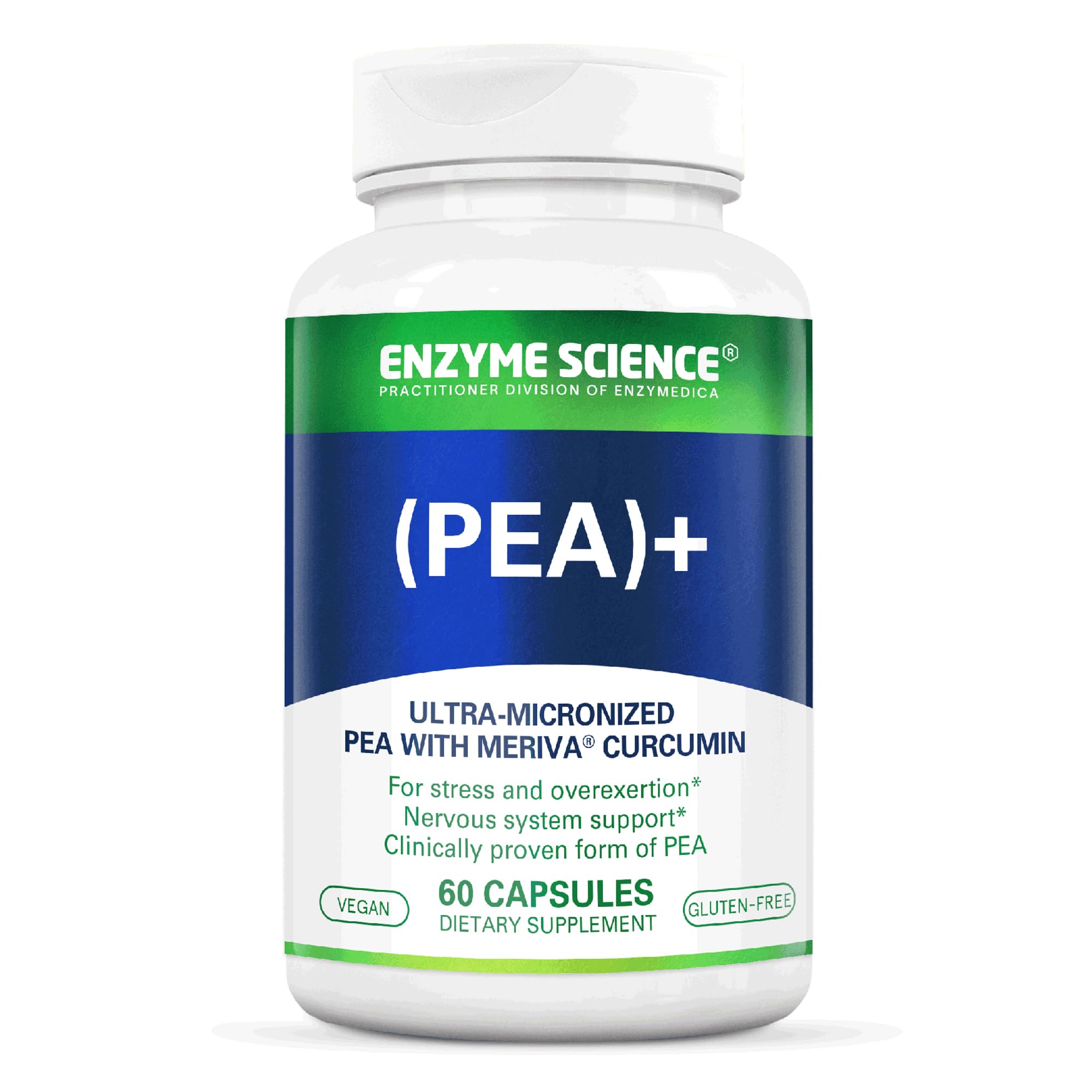 Enzyme Science PEA+ Meriva, bouteille de capsules pour un soutien potentiel des systèmes nerveux et musculaires