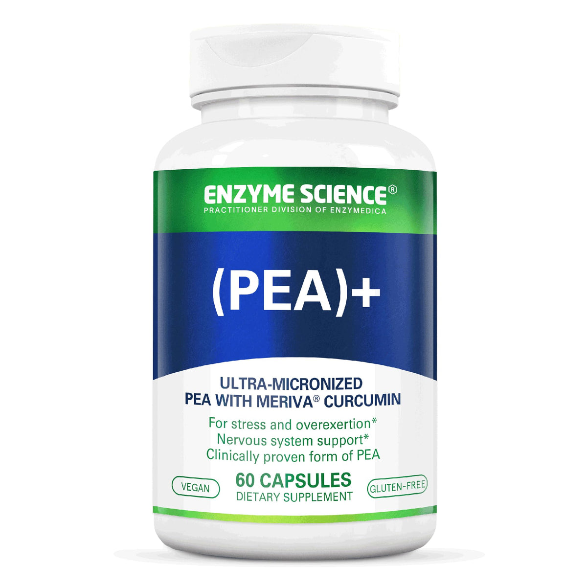 Enzyme Science PEA+ Meriva, bouteille de capsules pour un soutien potentiel des systèmes nerveux et musculaires