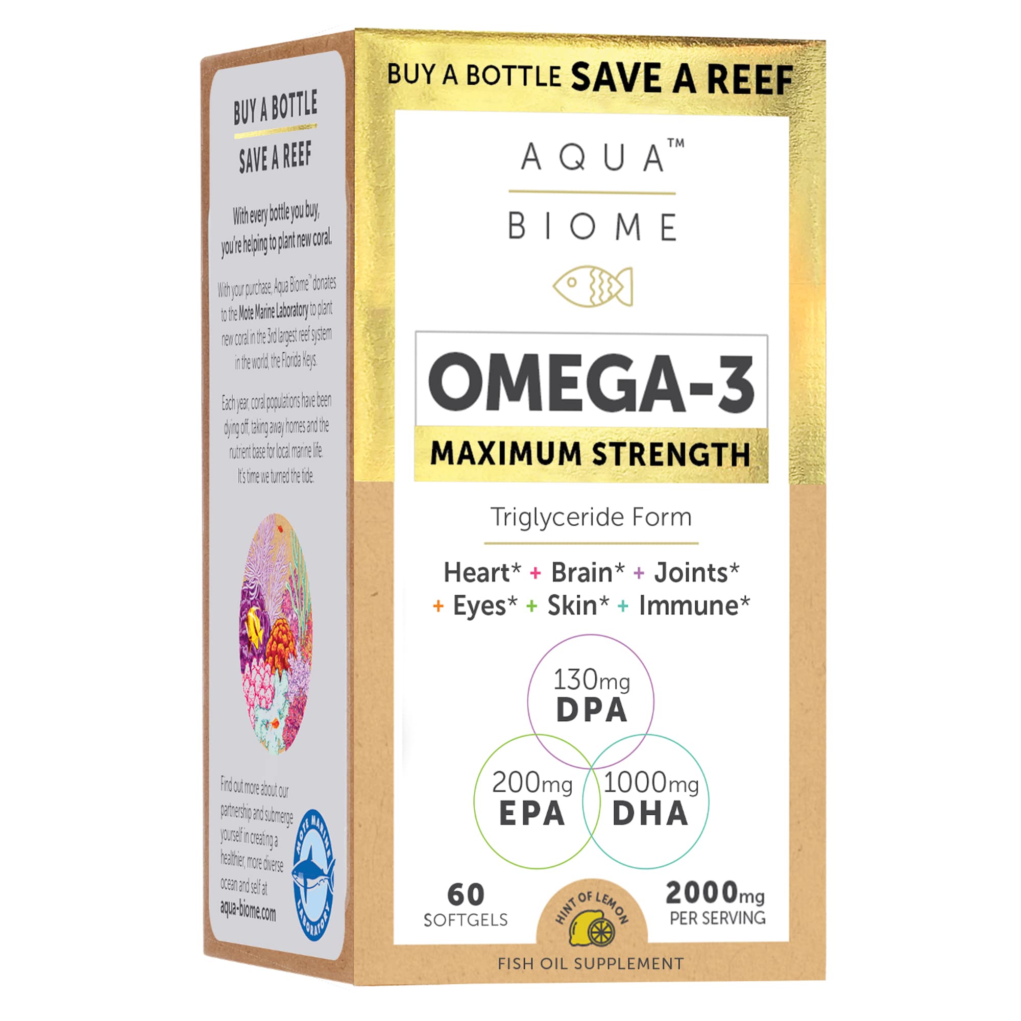 Enzymedica Aqua Biome Omega-3 gélules, soutien potentiel du cœur et du cerveau.
