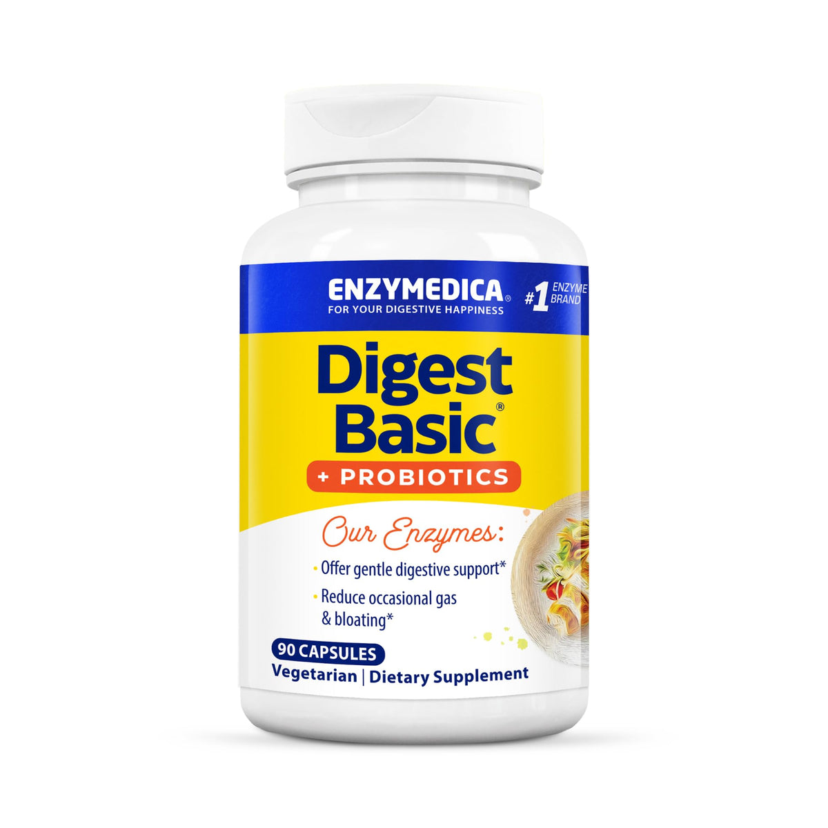 Enzymedica Digest Basic Probiotics: bouteille visible, soutien digestif doux après repas