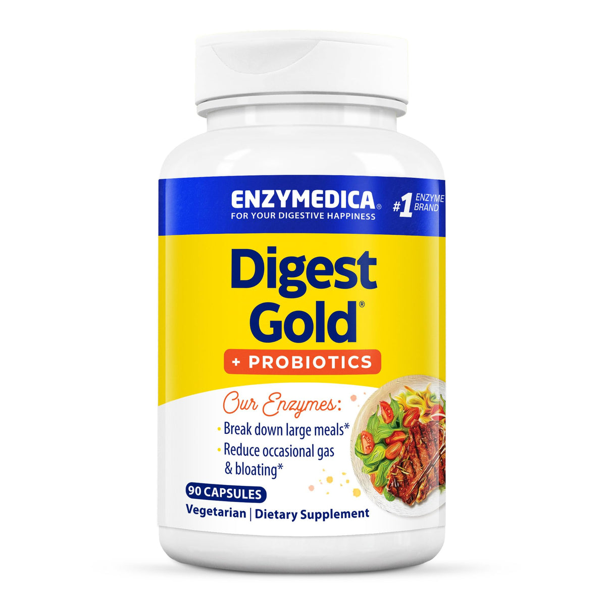 Enzymedica Digest Gold, bouteille-capsules, soutien la digestion après les repas.
