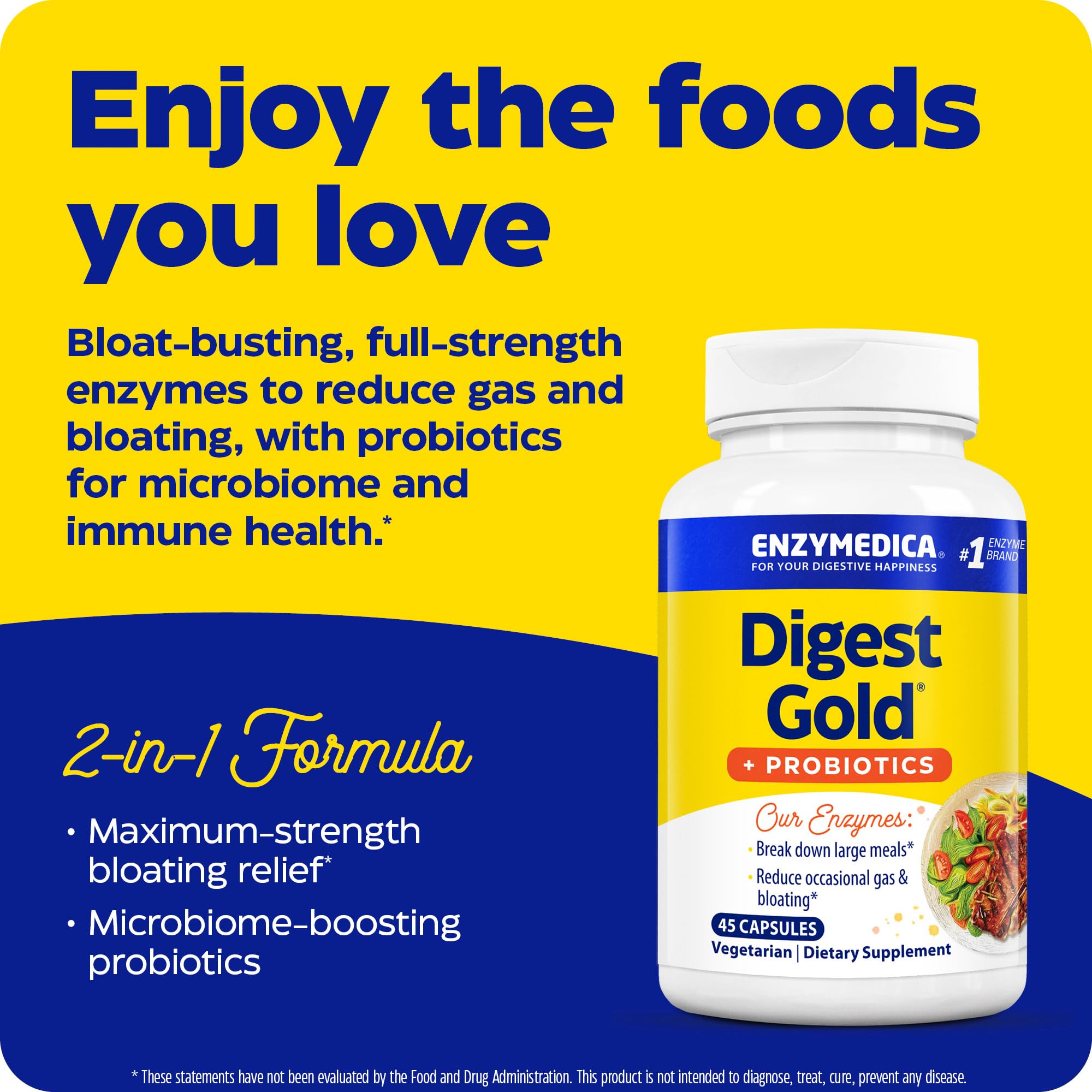 Étiquette Digest Gold + Probiotics d Enzymedica, informations claires