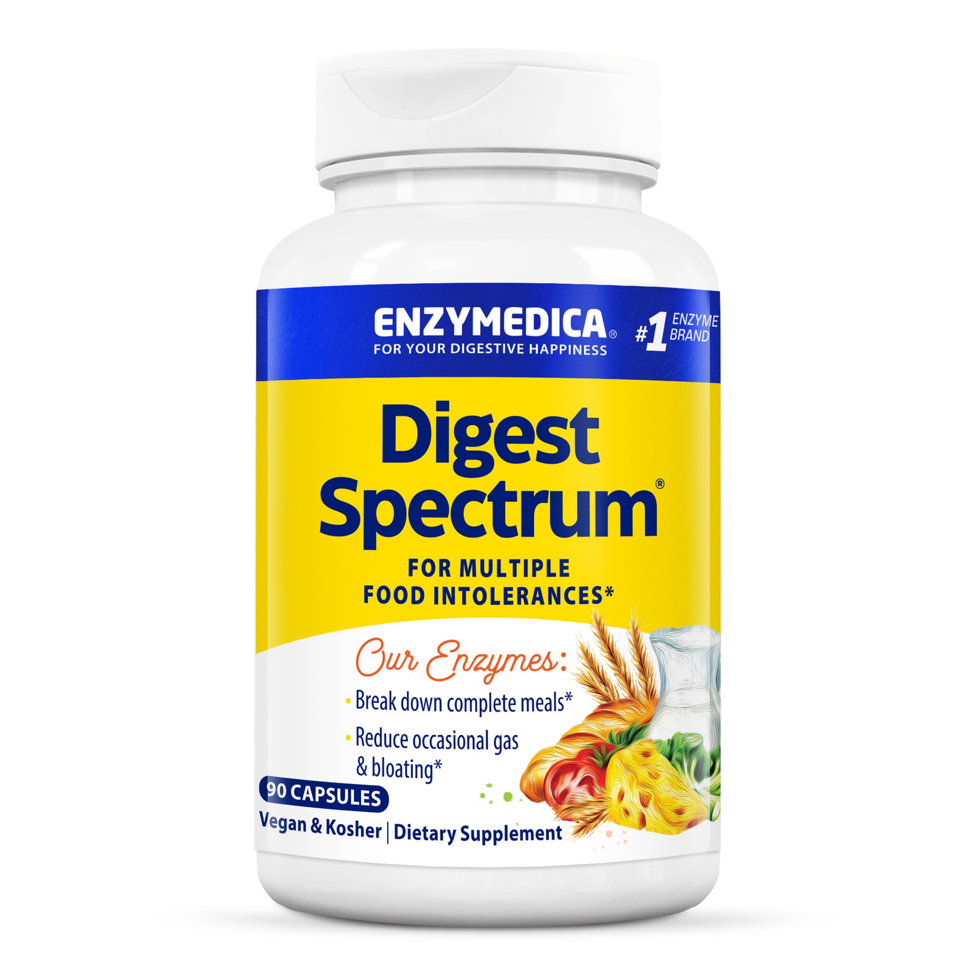 Digest Spectrum d'Enzymedica, bouteille en main, pour une digestion plus confortable après les repas.