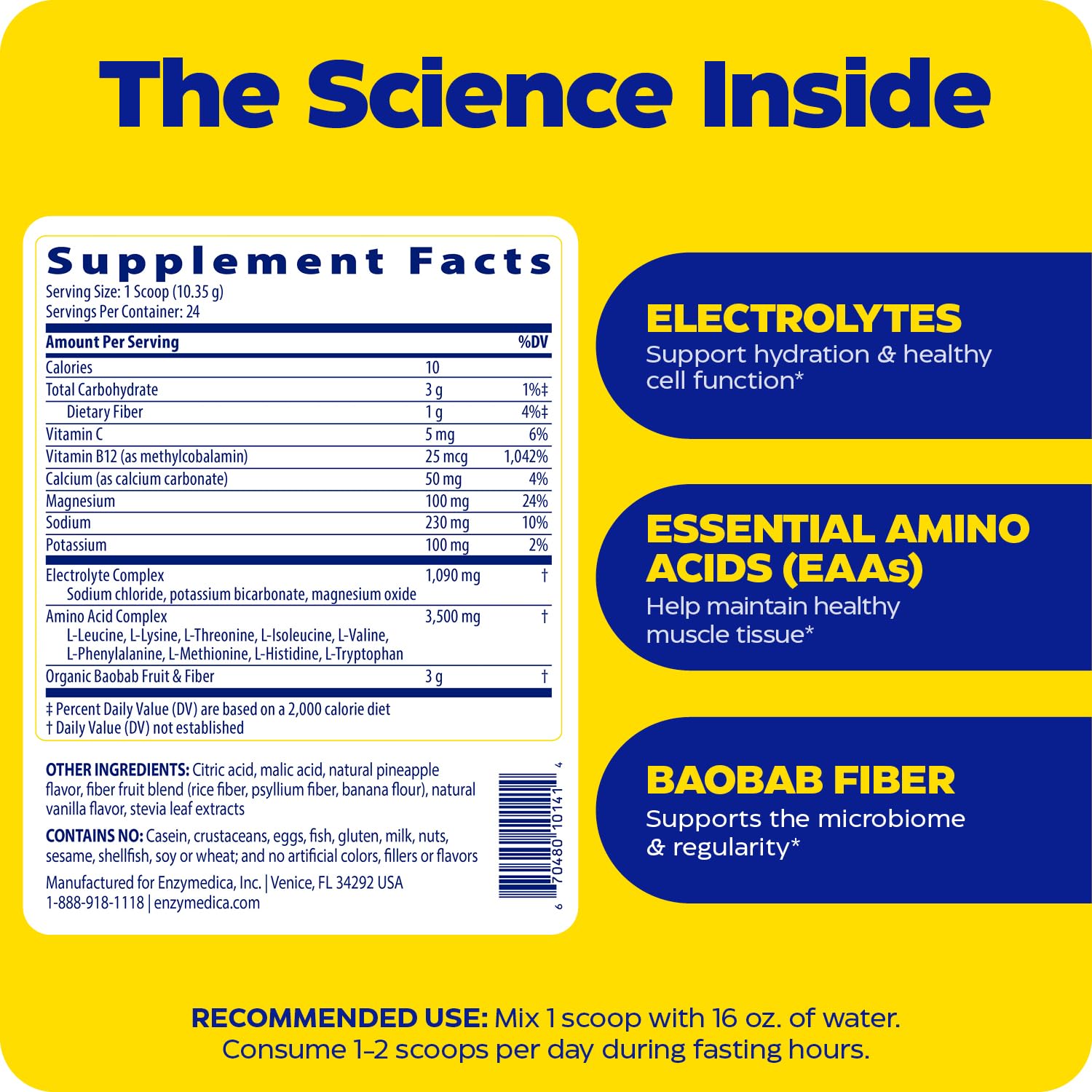Dose de mesure Enzymedica Fasting Today, dosage pratique pour préparer la boisson.