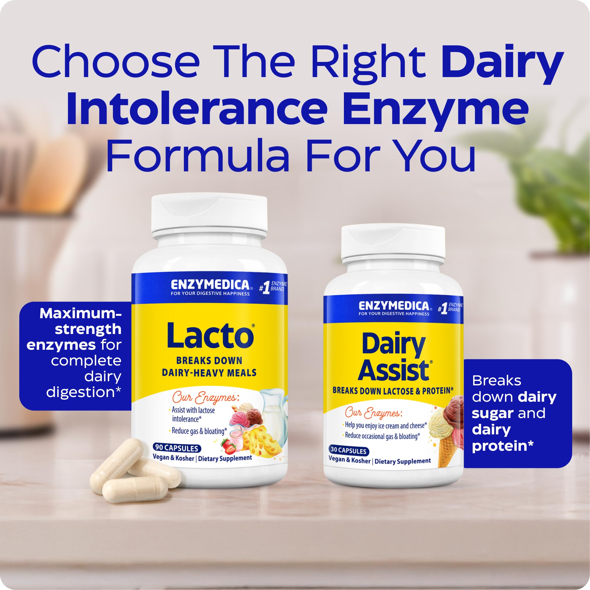 Enzymedica Lacto capsules compactes pour repas en déplacement
